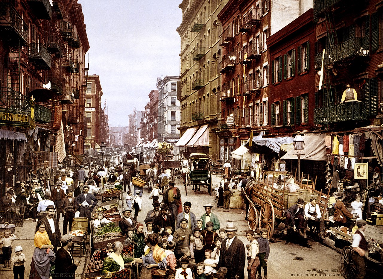 Spy a flâneur on 19th century Mulberry Street, New York City