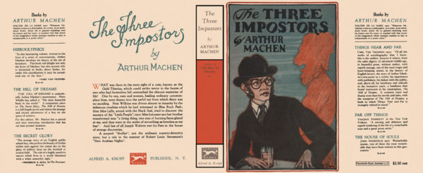 Dust jacket of Arthur Machen's The Three Imposters, which I read during the month of July