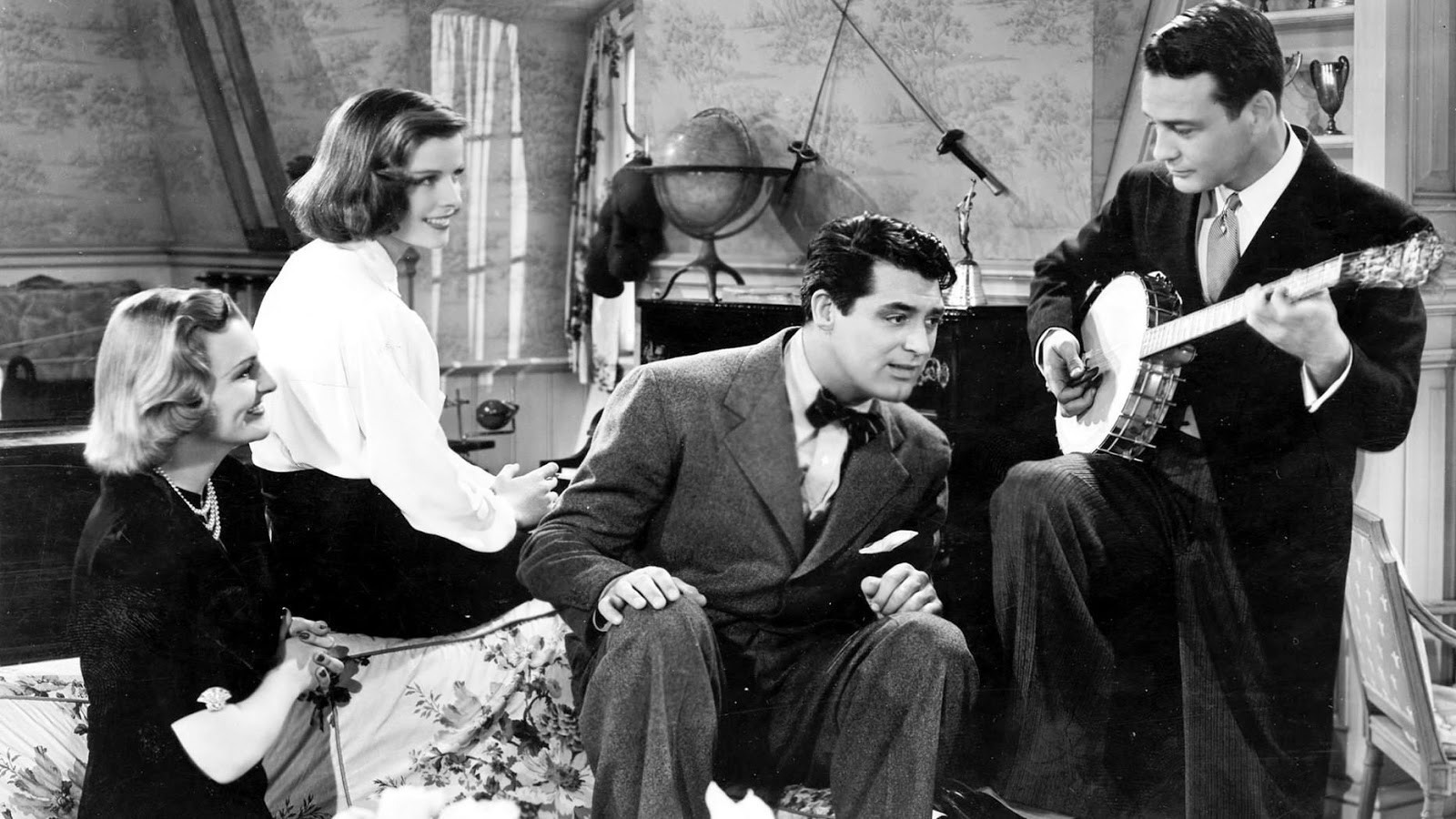 Still from the 1938 film Holiday, starring Cary Grant and Katherine Hepburn, which is not really about the holidays. Viewed, not read, during December 2020.