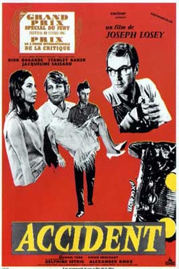Poster for the 1967 film Accident, starring Dirk Bogarde and Delphine Seyrig