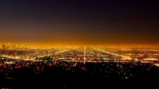 the city of Los Angeles, setting for Collateral, at night