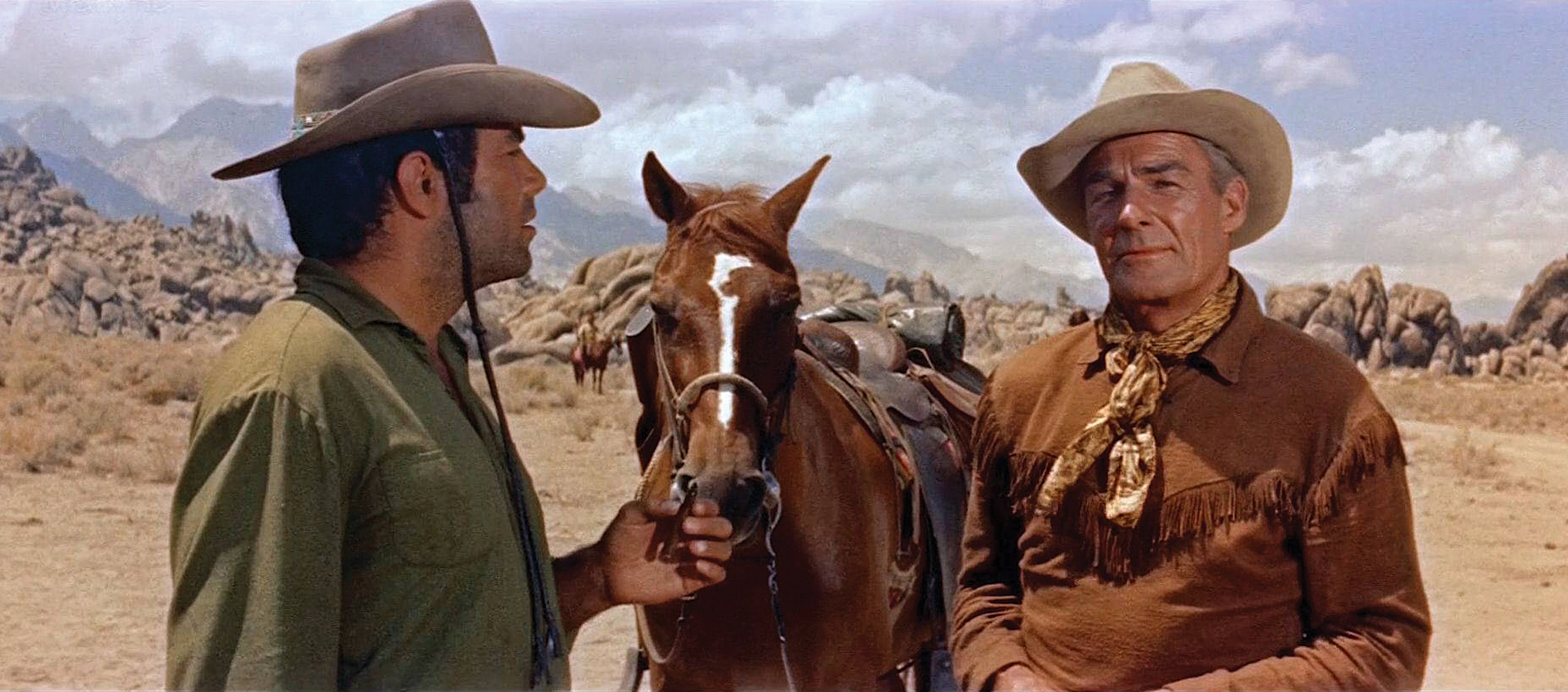Still with Pernell Roberts and Randolph Scott from the 1959 Budd Boetticher film Ride Lonesome