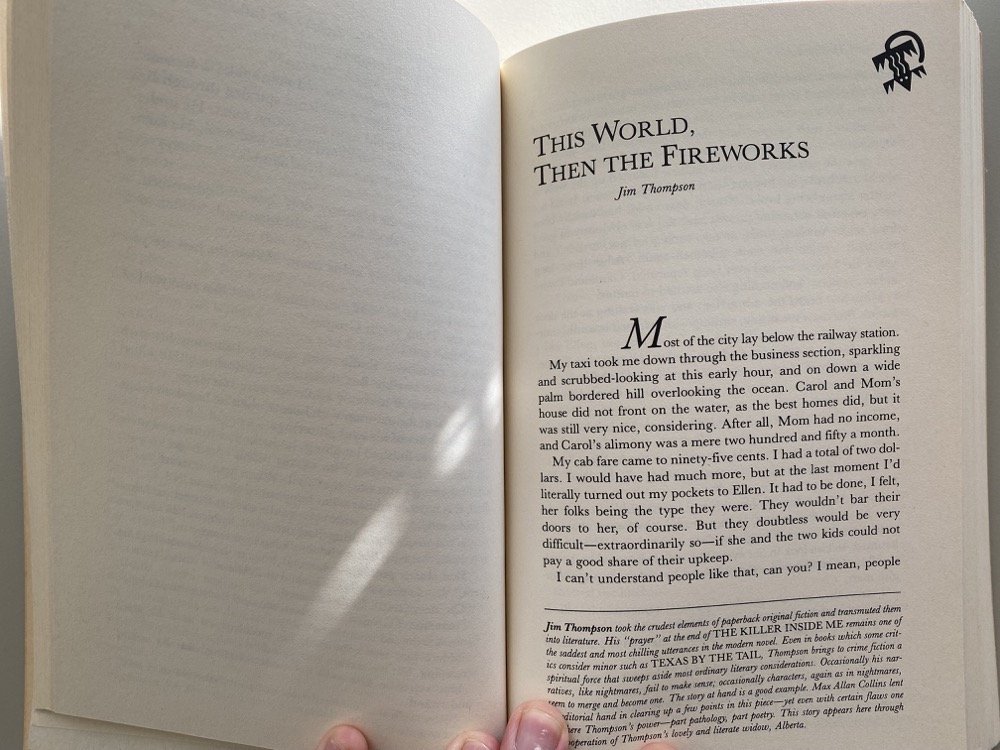 Jim Thompson's famous story "This World, Then the Fireworks" included in the Black Lizard Anthology of Crime Fiction