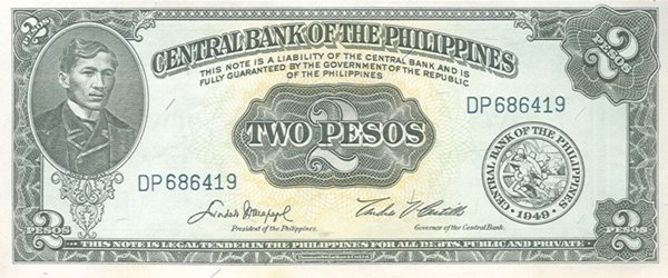 May reading: The Filipino two-peso note, with the image of the author José Rizal