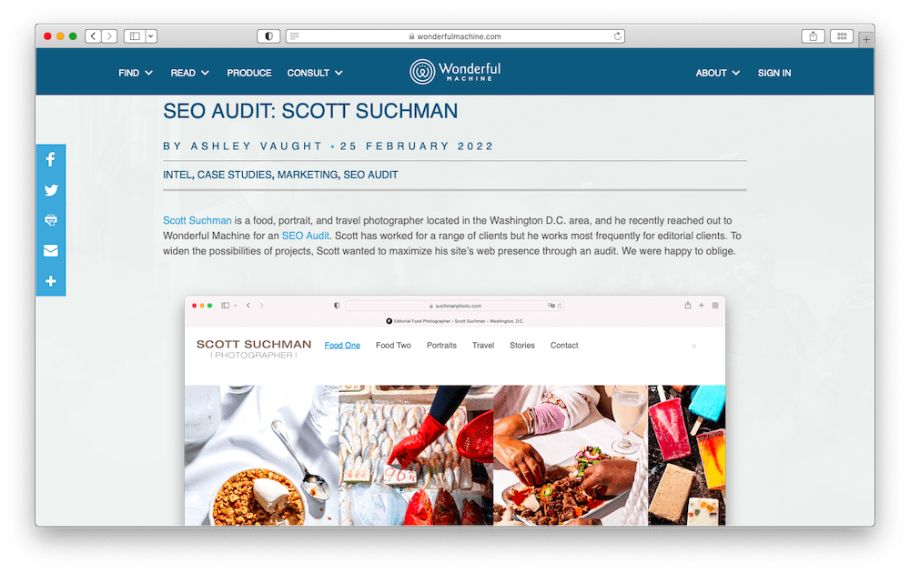 Screenshot of the case study of Scott Suchman's SEO audit