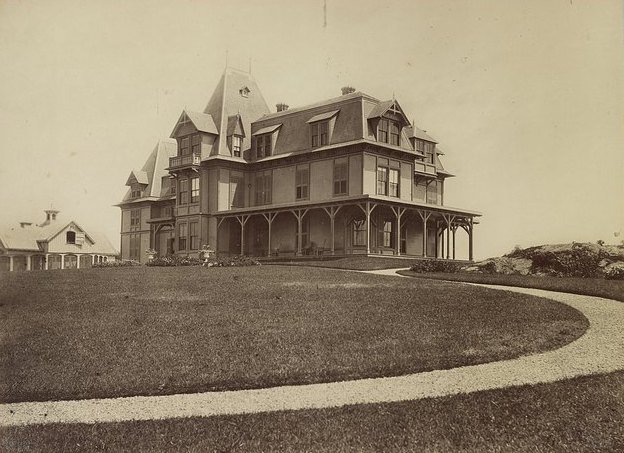 Nothing for the imagination in an early photograph of a Newport mansion