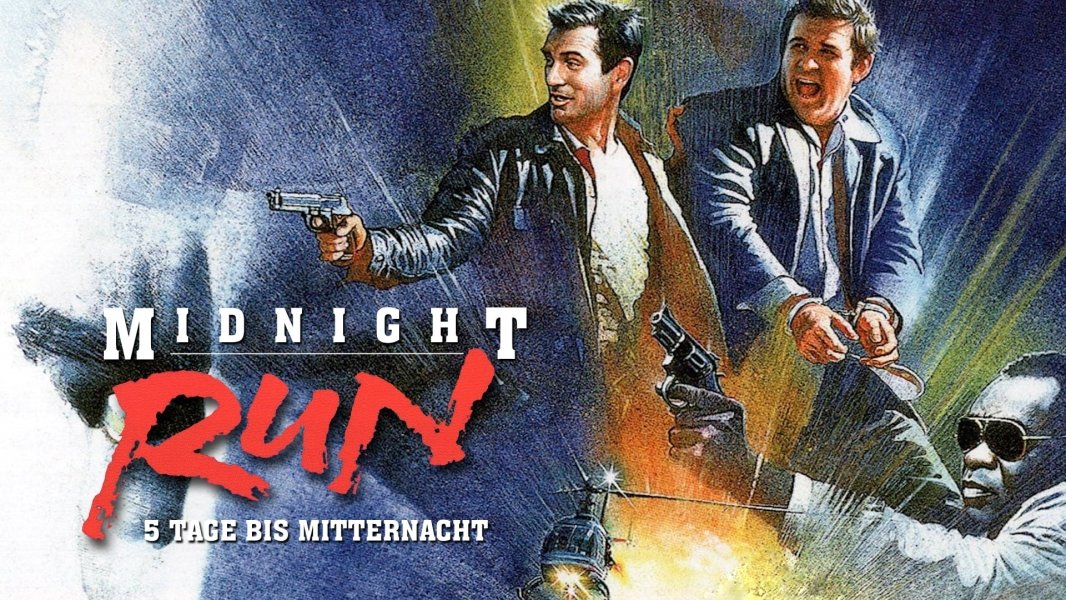 Realism lite in a German promotional poster for the 1988 American film Midnight Run, starring Robert DeNiro, Charles Grodin, and Yaphet Kotto.