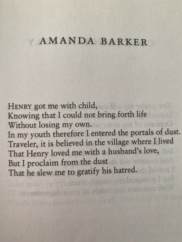 The poem of Amanda Barker from Edgar Lee Master's Spoon River Anthology