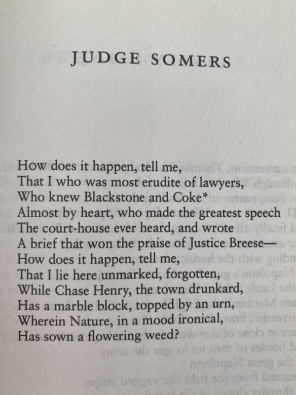 The poem of Judge Somers from Edgar Lee Master's Spoon River Anthology