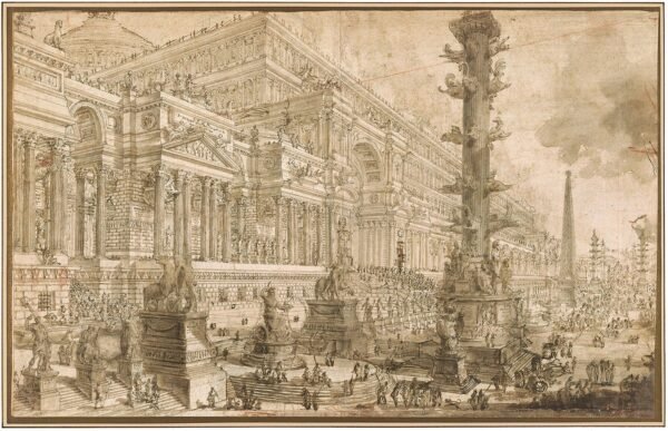 The sublime image &quot:Architectural Fantasy with Colossal Facade" by Piranesi