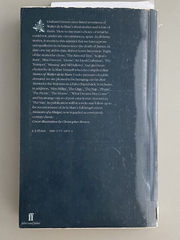 Rear cover of the Faber and Faber edition of "Best Stories of Walter de la Mare"