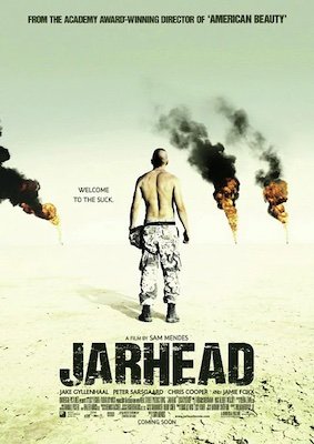Poster for the 2004 Sam Mendes film Jarhead, which takes too many liberties from Kubrick's Full Metal Jacket