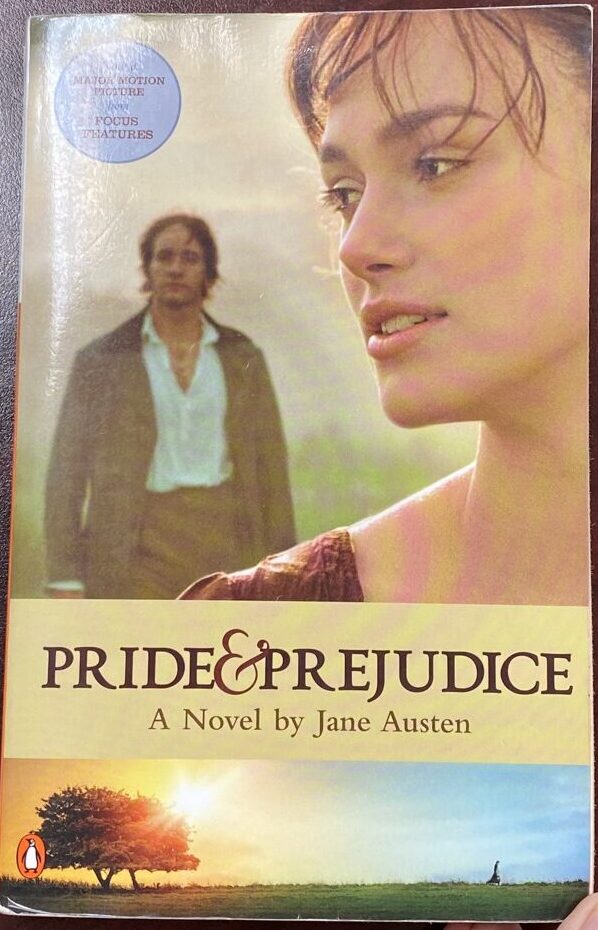 Cover of the newest Penguin edition of Jane Austen's "Pride and Prejudice" with an image from the recent cinematic adaptation with Keira Knightley