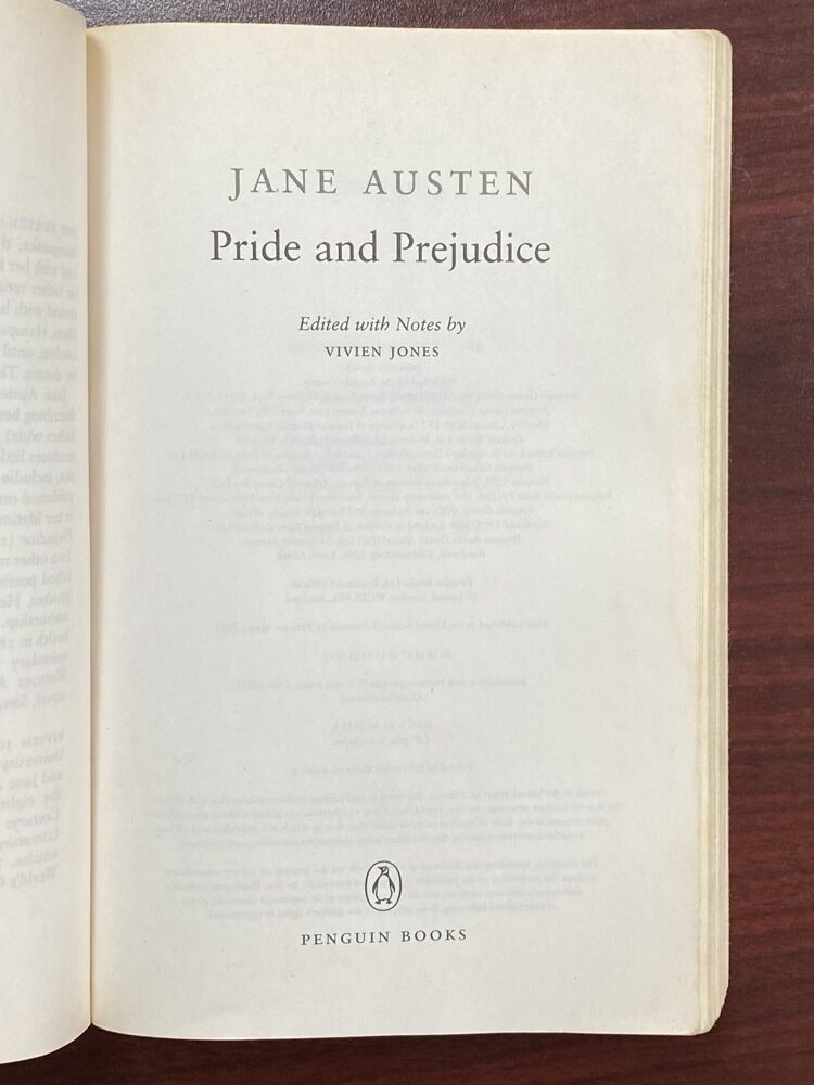 Title page of Penguin edition of Jane Austen's "Pride and Prejudice"