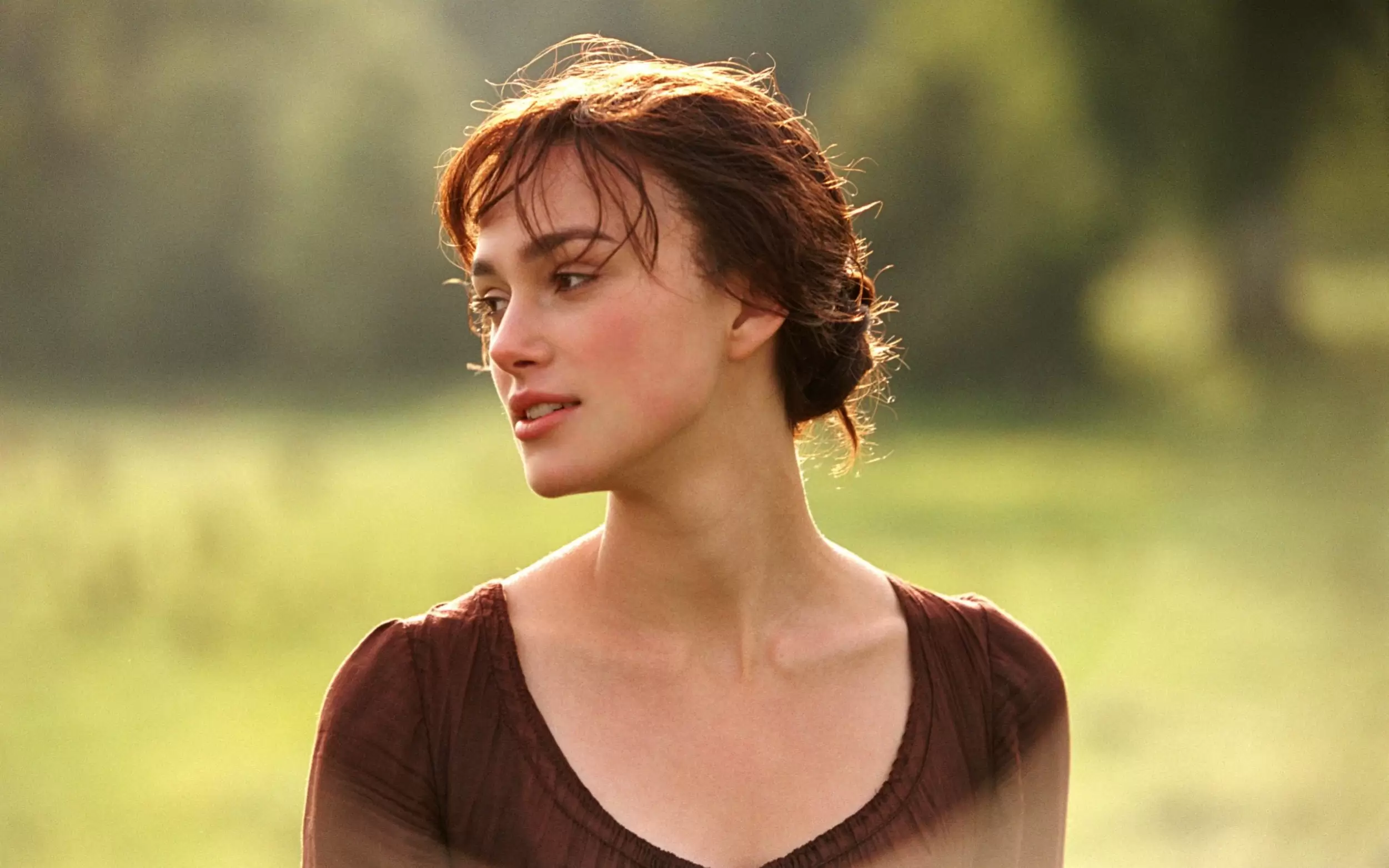 The British actress Keira Knightley in a film still from the 2005 film adaptation of Jane Austen's 1813 novel Pride and Prejudice