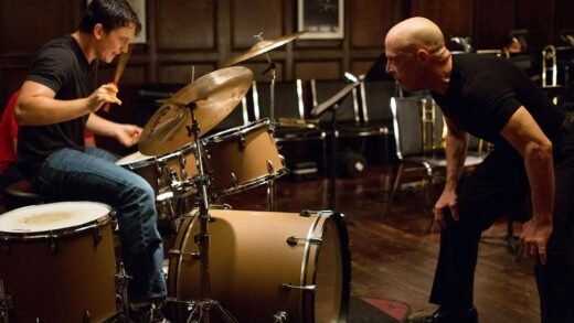Miles Teller and J.K. Simmons in one psychologically violent scene in the 2013 Chazelle film Whiplash