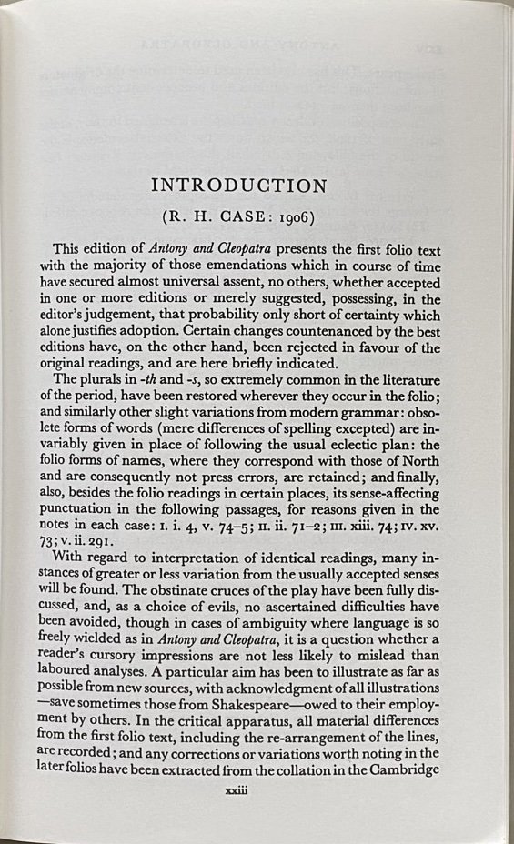 Introduction by R.H. Case, in the Arden Shakespeare's second series edition of Antony and Cleopatra, edited by M.R. Ridley