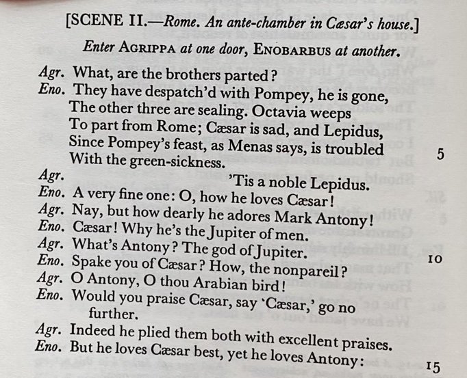 Selection from Act I in which Lepidus is mocked by Agrippa and Enobarbus