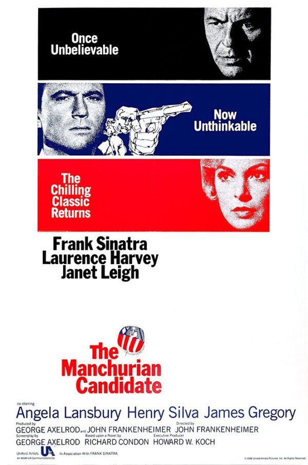 Poster for the 1962 John Frankenheimer film "The Manchurian Candidate", with Frank Sinatra and Angela Lansbury