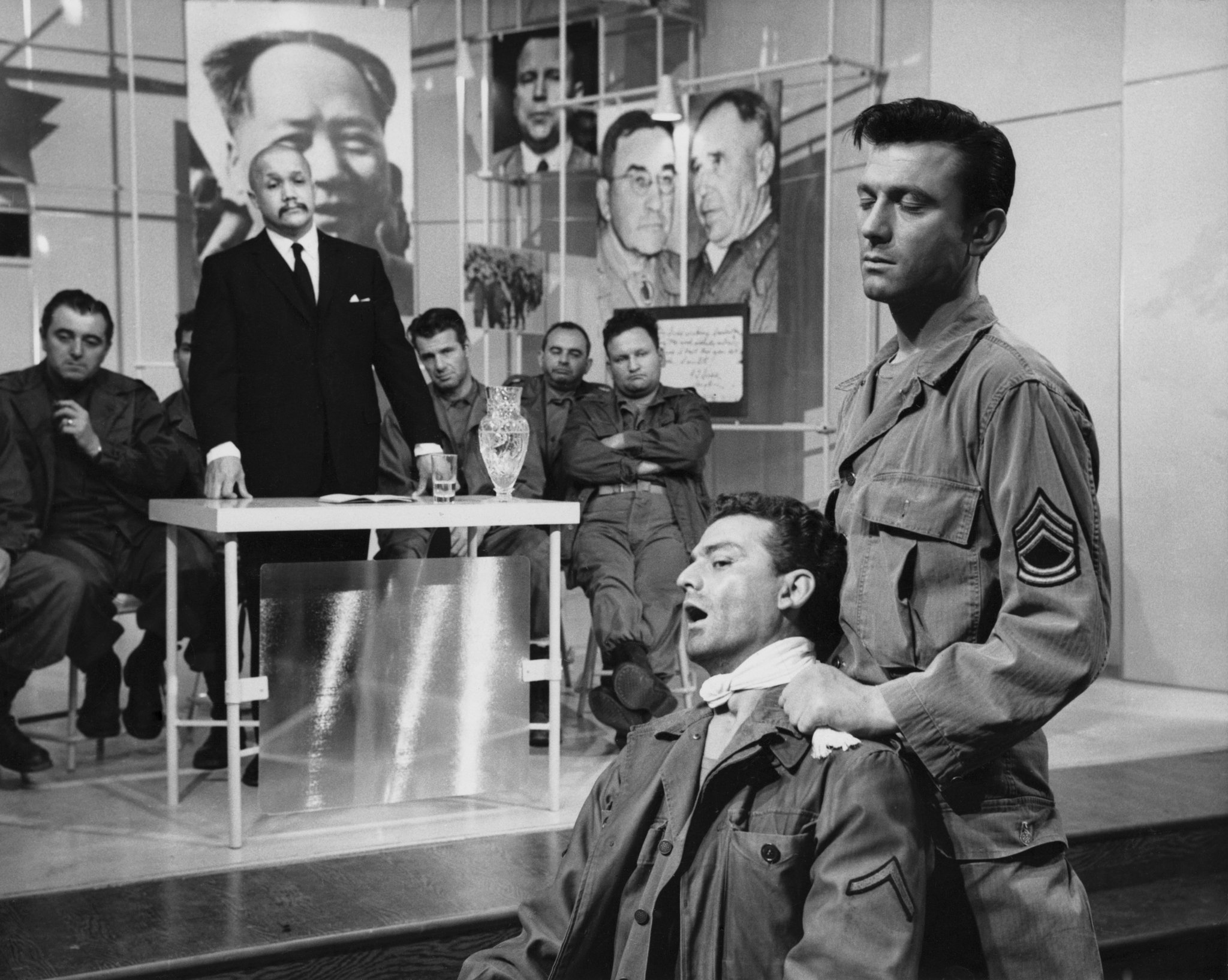 Still from the hypnosis scene in the 1962 John Frankenheimer film "The Manchurian Candidate", with Frank Sinatra and Angela Lansbury