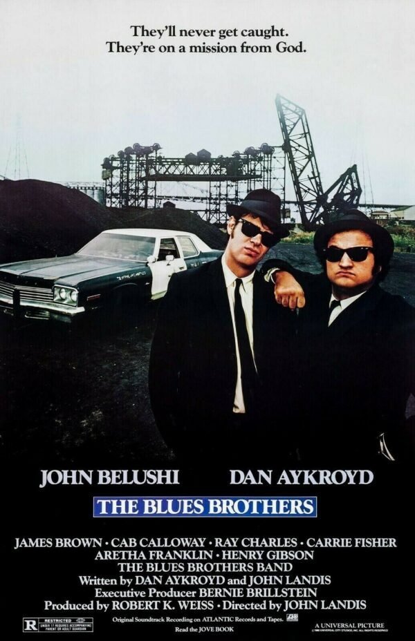 Poster for the 1980 John Landis film The Blue Brothers, starring John Belushi, Dan Akroyd and also a lot of musicians