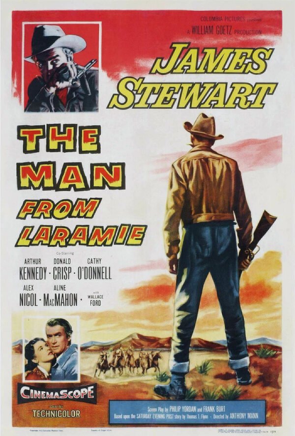 Promotional poster for the 1955 Anthony Mann film The Man From Laramie starring James Stewart