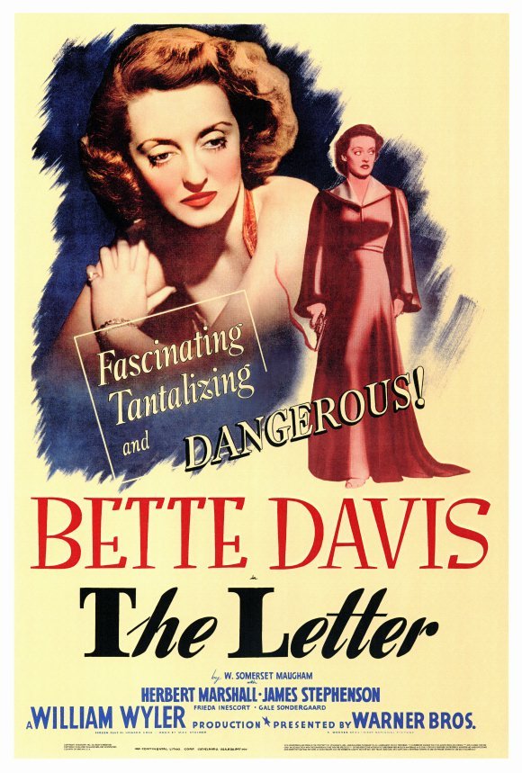 Original promotional poster for the 1940 William Wyler film The Letter starring Bette Davis