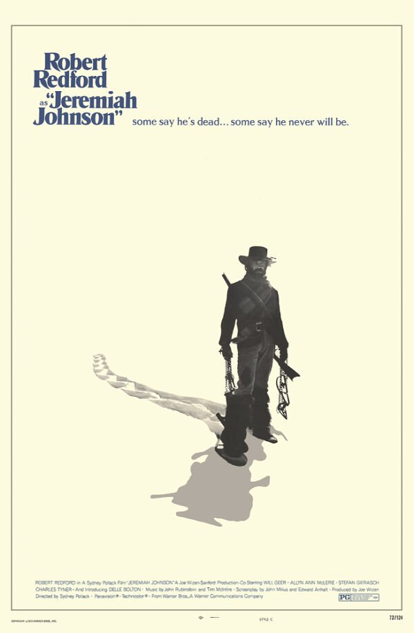 Poster for the 1972 Sidney Lumet film Jeremiah Johnson, starring Robert Redford
