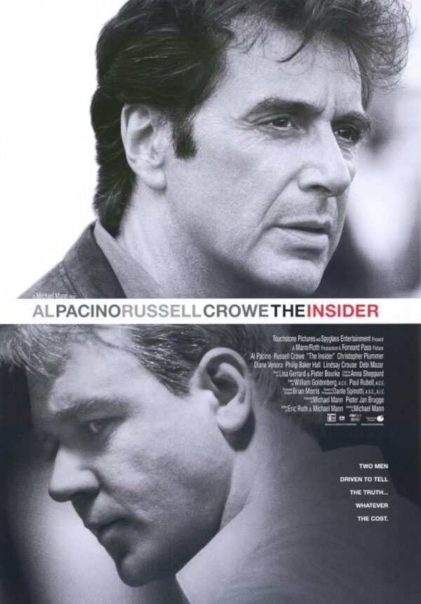 Poster for the 1999 Michael Mann film The Insider, starring Al Pacino and Russell Crowe