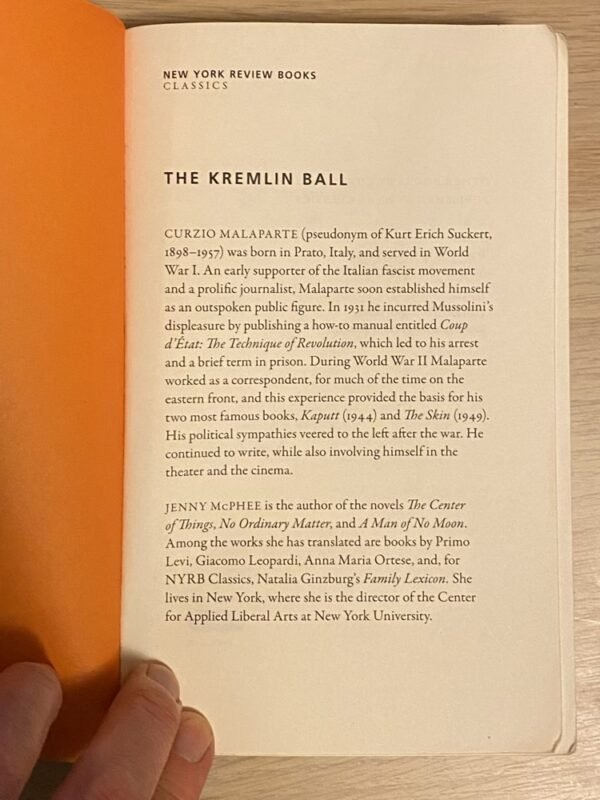 Inside the front cover of Curzio Malaparte's The Kremlin Ball