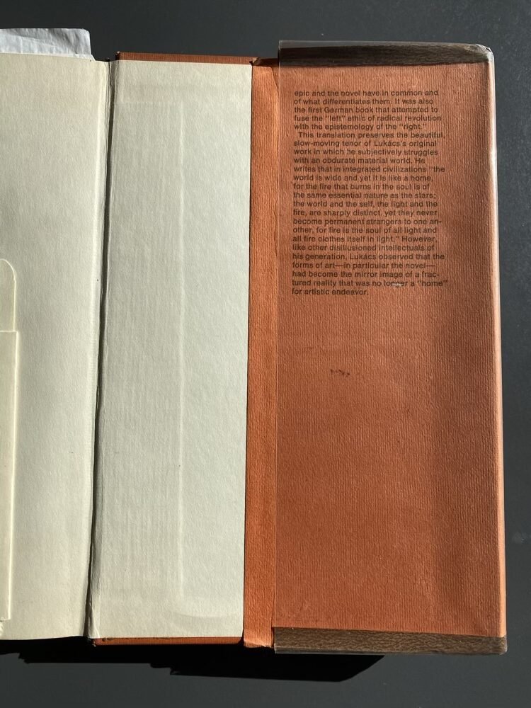 Lukac's "Theory of the Novel", inside rear cover