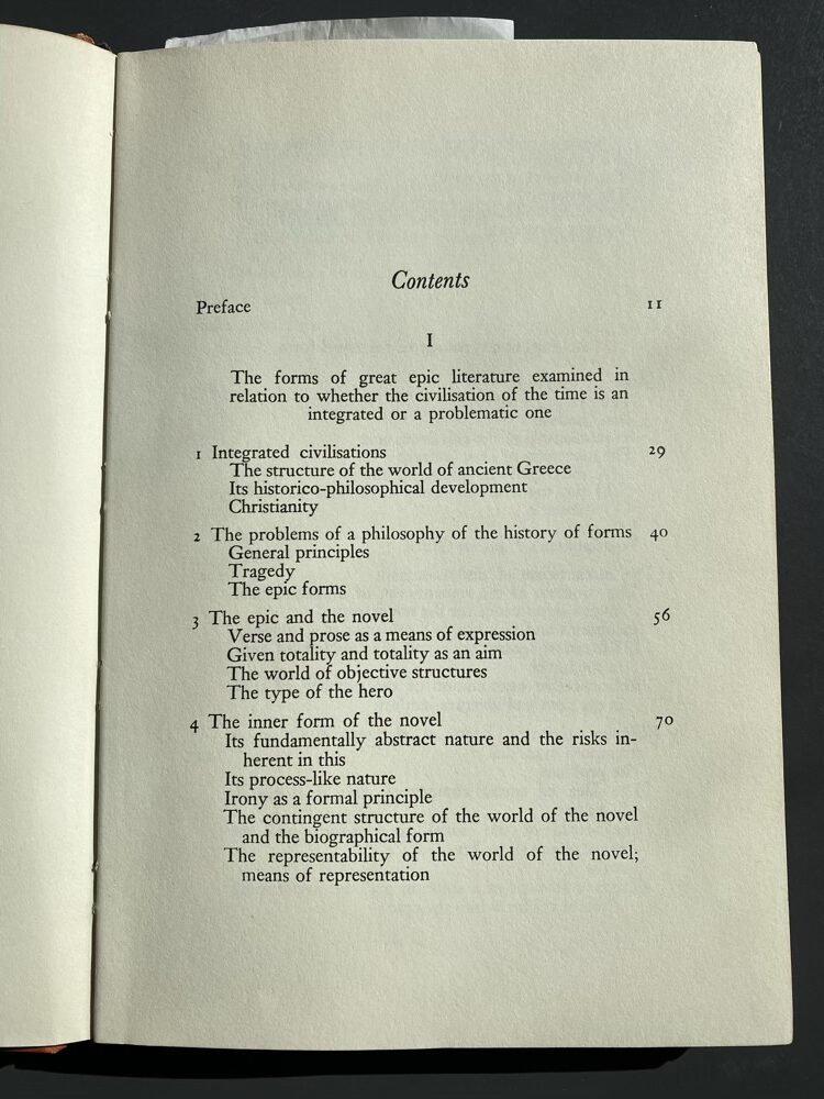 Lukac's "Theory of the Novel", TOC1