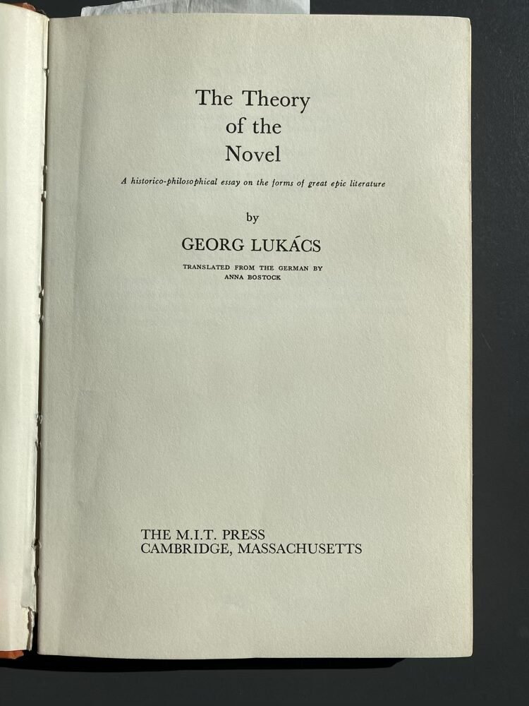 Lukac's "Theory of the Novel", title page